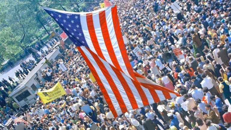 Anti-war protestors marched down New York city in 1970. Pic: AP