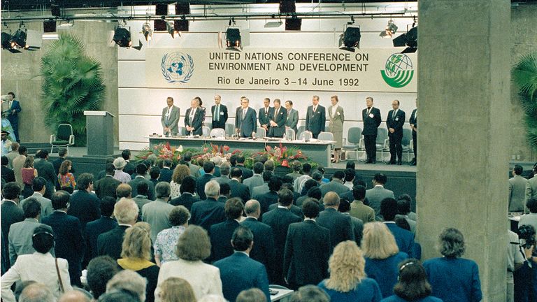 United Nations Earth Summit opening ceremony in 1992. Pic: AP 