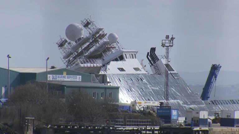 Multiple people injured after large ship dislodges in Edinburgh dry dock, Sky News understands