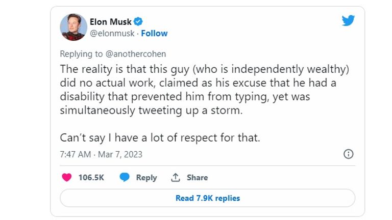 Screenshots of Twitter row between Elon Musk and Twitter employee Haraldur Thorleifsson Pic: Twitter