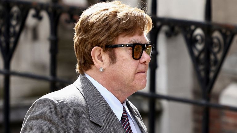 Elton John arrives at the High Court in London, Britain March 27, 2023. REUTERS/Henry Nicholls
