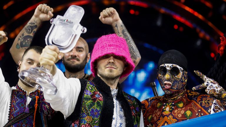 The Ukrainian rap-folk group Kalush Orchestra won the Eurovision song contest in Turin, Italy, last year