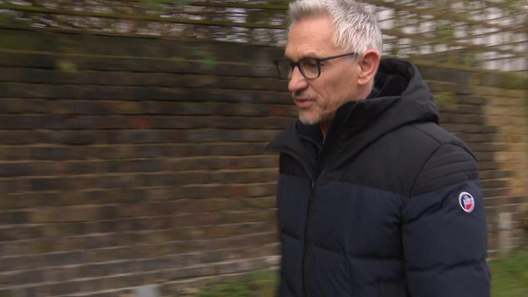 Gary Linker leaves his home in London
