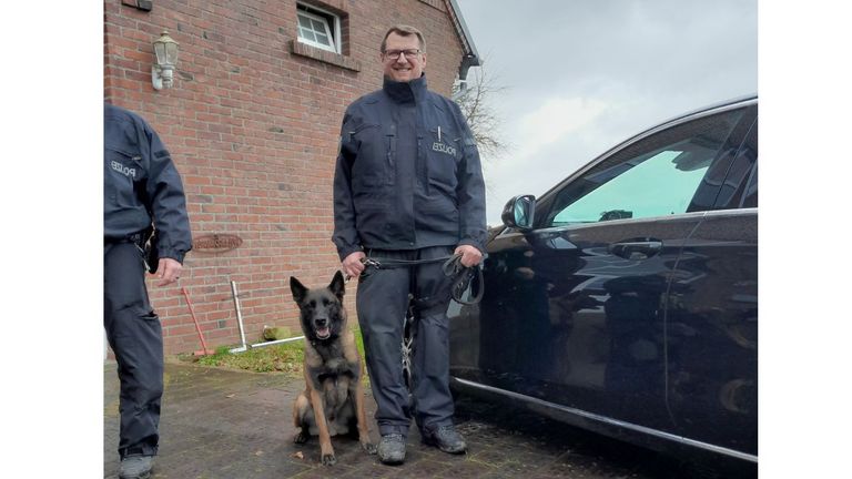 Police service dog Diesel who found the hiding place on the farm