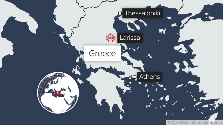 The location of the Greece train crash