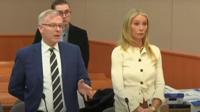 Gwyneth Paltrow with her lawyer Stephen Owens in court on Wednesday