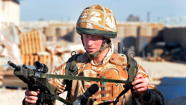 Prince Harry pictured while serving in Afghanistan in 2008