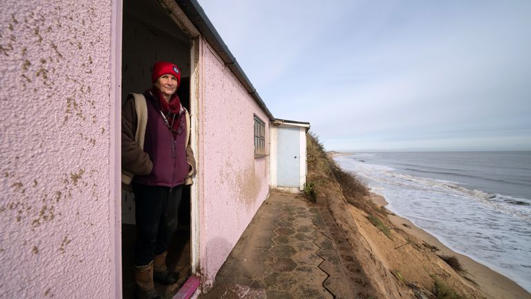 Sue in her house, which was later demolished as it is close to the cliff edge at Hemsby in Norfolk. A number of residents have left their homes which are at risk of collapse as high tides cut into sandy cliffs. Picture date: Saturday March 11, 2023.