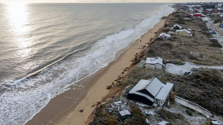 The cliff edge at Hemsby in Norfolk. A number of residents have left their homes which are at risk of collapse as high tides cut into sandy cliffs. Picture date: Saturday March 11, 2023.