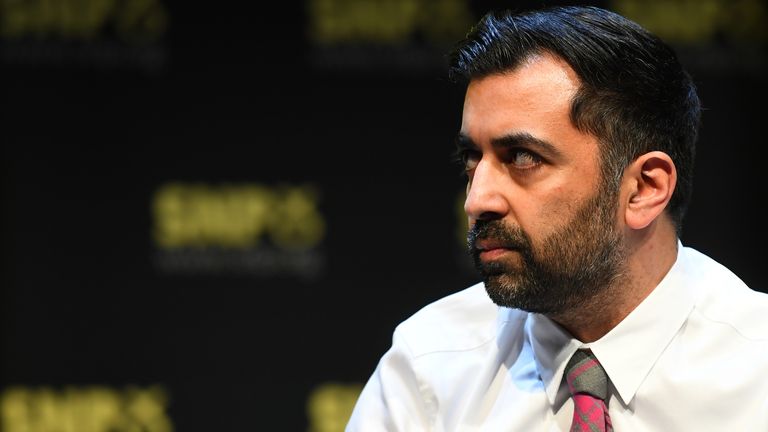 Humza Yousaf taking part in the first SNP leadership hustings in Cumbernauld. Picture date: Wednesday March 1, 2023.