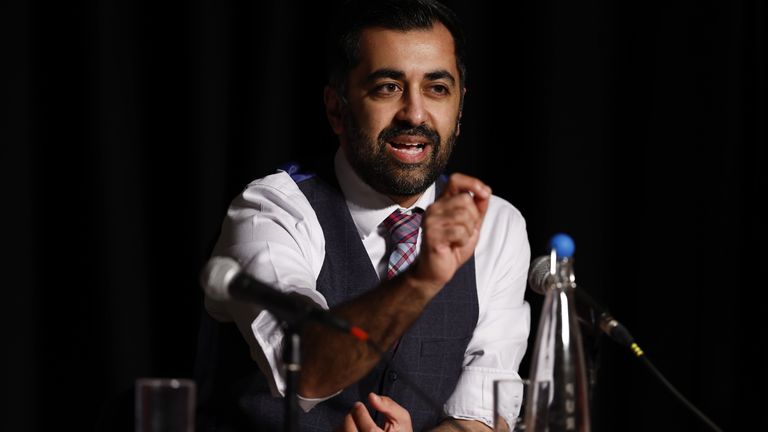 Humza Yousaf speaking in the SNP leadership hustings at Rothes Halls, Glenrothes. Picture date: Friday March 3, 2023.