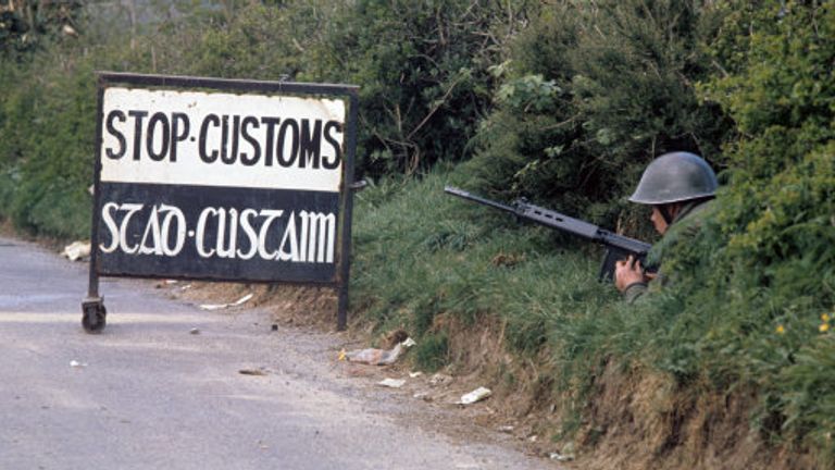 Irish border during the Troubles in 1974