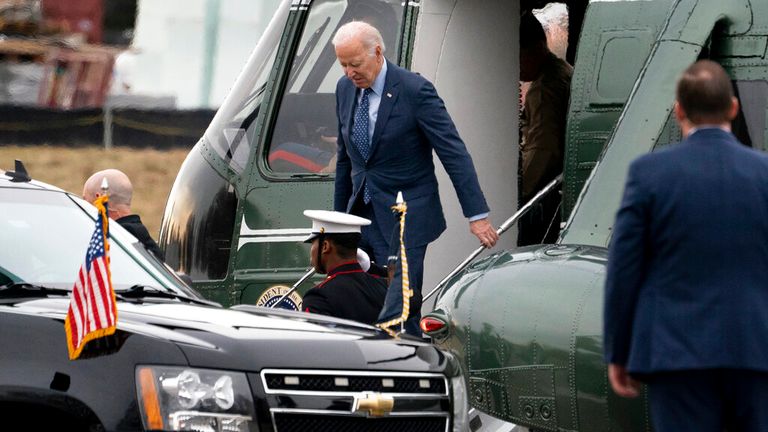 Mr. Biden arrives at Walter Reed National Military Medical Center in Bethesda, Maryland, on Feb. 16. Photo: AP 