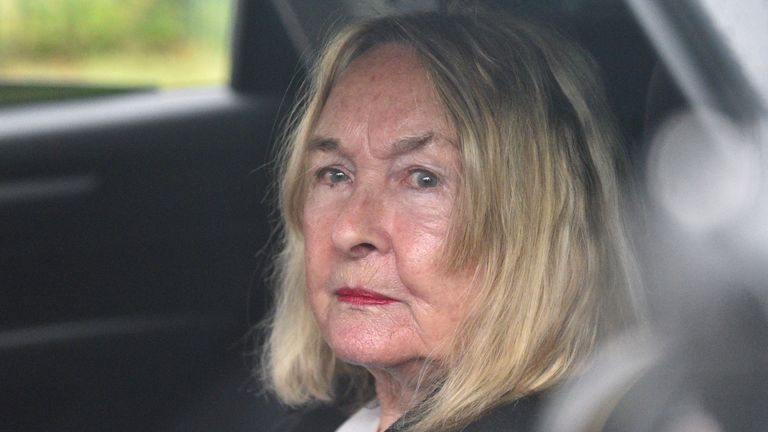 June Steenkamp, mother of Reeva Steenkamp who was murdered by former athlete Oscar Pistorius in 2013, arrives at Atteridgeville Correctional Centre to attend his parole hearing in Pretoria, South Africa March 31, 2023. REUTERS/Alet Pretorius..