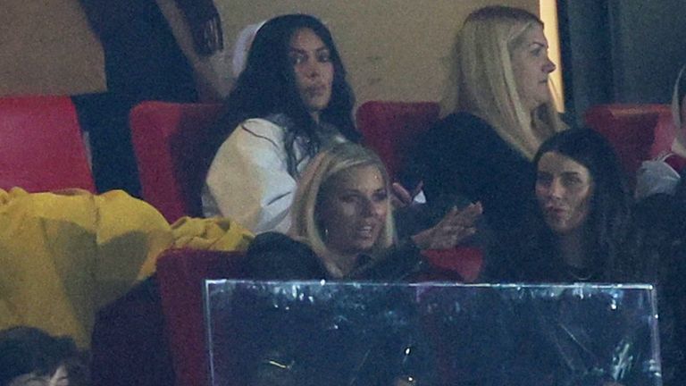 Kim Kardashian is seen in the stands at Emirates Stadium 