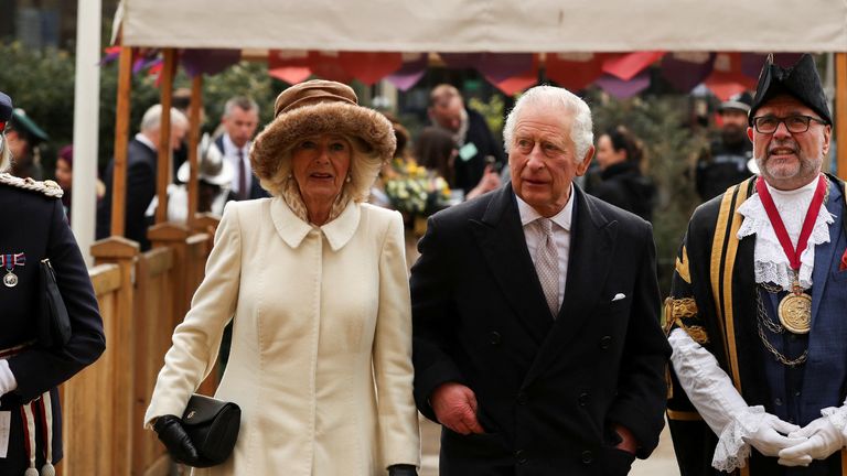 Britain&#39;s King Charles and Queen Camilla visit Colchester Castle in Colchester, Britain, March 7, 2023. REUTERS/Chris Radburn/Pool