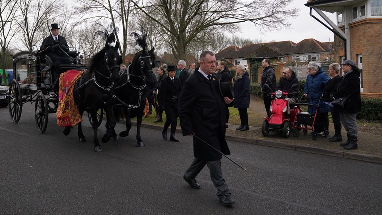 The funeral cortege for Leah Croucher makes its way to Crownhill Crematorium in Milton Keynes for a private service