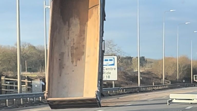 M5 closed near Bristol after crash leaves tipper truck rear wedged