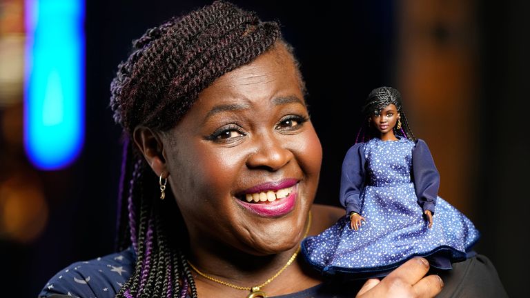 Dr Maggie Aderin-Pocock with her Barbie doll