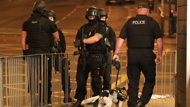 File photo dated 23/05/17 of armed police at the Manchester Arena at the end of a concert by US star Ariana Grande. A report examining the emergency response to the Manchester Arena bombing and whether any inadequacies contributed to individual deaths will be published later today. Twenty-two people were killed and hundreds were injured in a suicide attack at the end of an Ariana Grande concert on May 22 2017. Issue date: Thursday November 3, 2022.