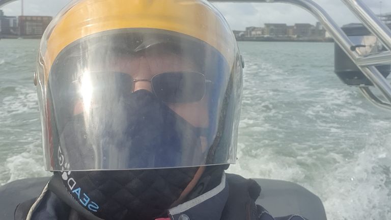 A selfie taken by Michael Lawrence at the start of the fatal ride, showing him wearing a Seadogz face mask