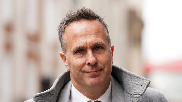 Michael Vaughan arriving at court for the hearing in March