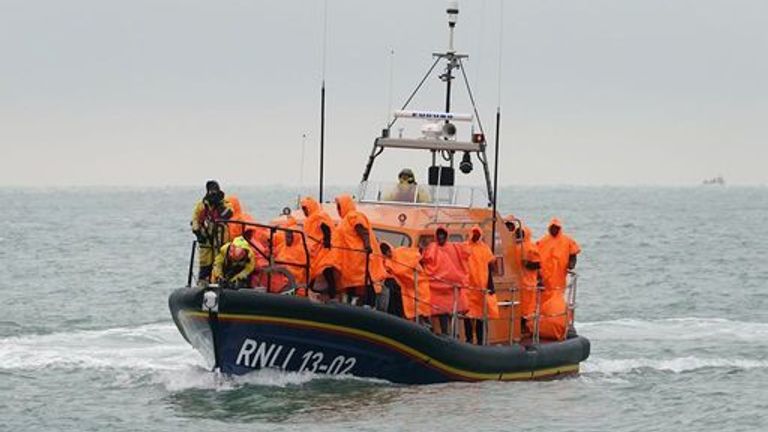 Migrants rescued from a small boat incident in the Channel