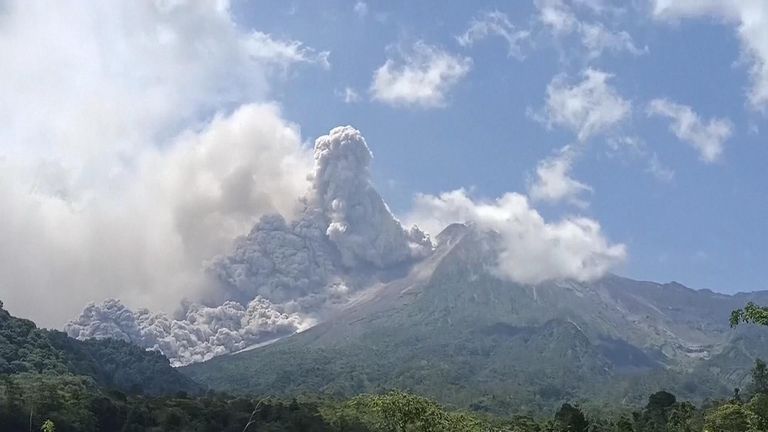 A volcano has erupted on the densely populated island of Java. Mount Merapi suddenly erupted during the day blanketing several villages with ash. No casualties have been reported but tourism in the area has been halted. 