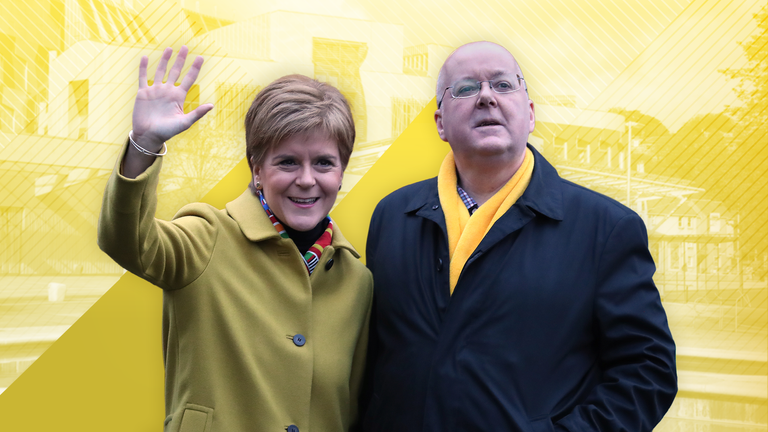 SNP chief executive Peter Murrell pictured with his wife and outgoing party leader Nicola Sturgeon
