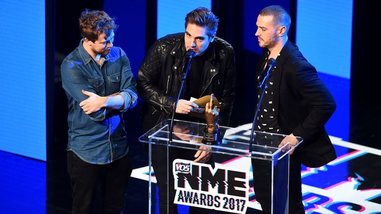 Busted present the award for Best International Band during the VO5 NME Awards 2017