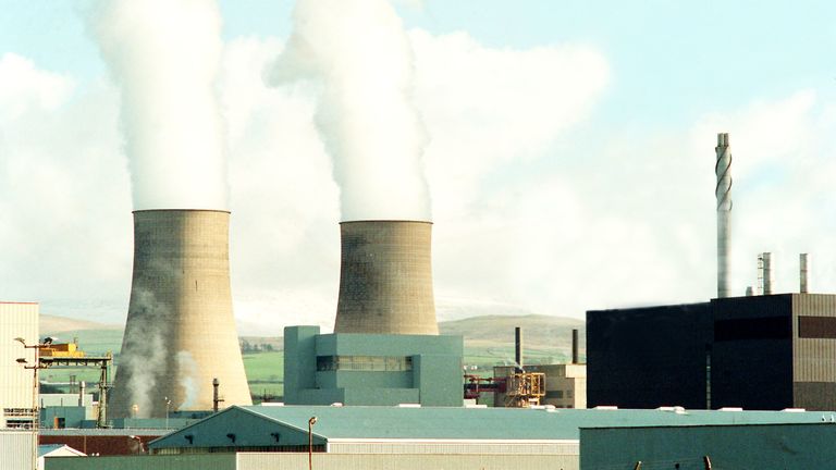Usine de traitement nucléaire de Sellafield en 1990