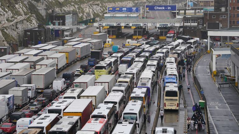 Traffic at the Port of Dover in Kent as the Easter getaway begins. Picture date: Friday March 31, 2023.