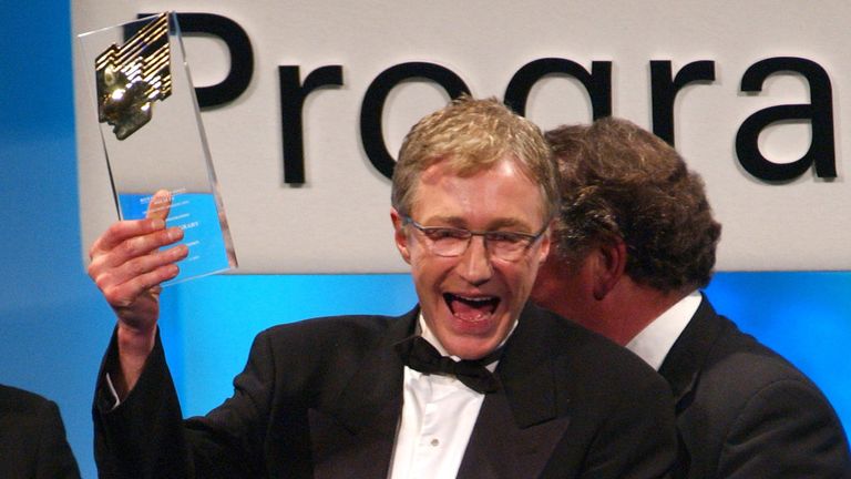 Paul O&#39;Grady with award for best Daytime Show for The Paul O&#39;Grady Show.