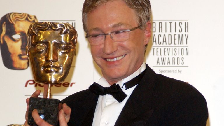 Paul O&#39;Grady receives the Entertainment Performance Award for the Paul O&#39;Grady Show, during the Pioneer British Academy Television Awards, today Sunday 17 April 2005, held at the Theatre Royal, Drury Lane, central London. See PA story SHOWBIZ Baftas. PRESS ASSOCIATION Photo. Photo creidt should read: Ian West/PA.