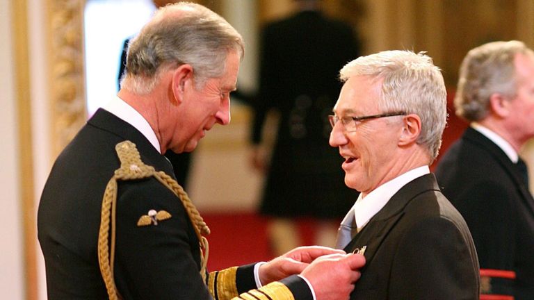 File photo dated 16/10/08 of Paul O&#39;Grady being made a Member of the Order of the British Empire by the then Prince of Wales (now King Charles III), at Buckingham Palace, central London.