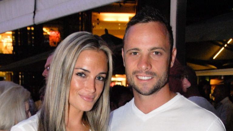 Pistorius with Reeva Steenkamp a few weeks before his murder