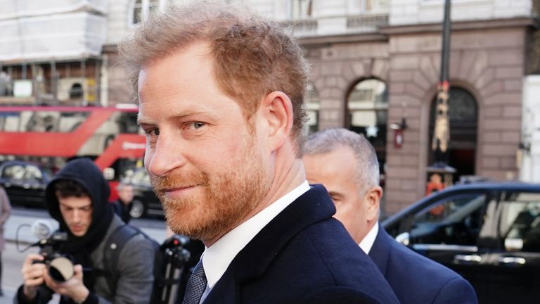 The Duke of Sussex arrives at the Royal Courts Of Justice, central London, ahead of a hearing claim over allegations of unlawful information gathering brought against Associated Newspapers Limited (ANL) by seven people - the Duke of Sussex, Baroness Doreen Lawrence, Sir Elton John, David Furnish, Liz Hurley, Sadie Frost and Sir Simon Hughes. Picture date: Monday March 27, 2023.