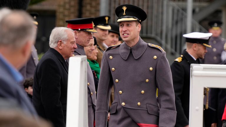 Britain&#39;s Prince William arrives to attend a St David&#39;s Day parade with members of the 1st Battalion, The Welsh Guards in Windsor England, Wednesday, March 1, 2023. It is the first time The Prince has visited the Welsh Guards since becoming Colonel of the Regiment 
Pic:AP