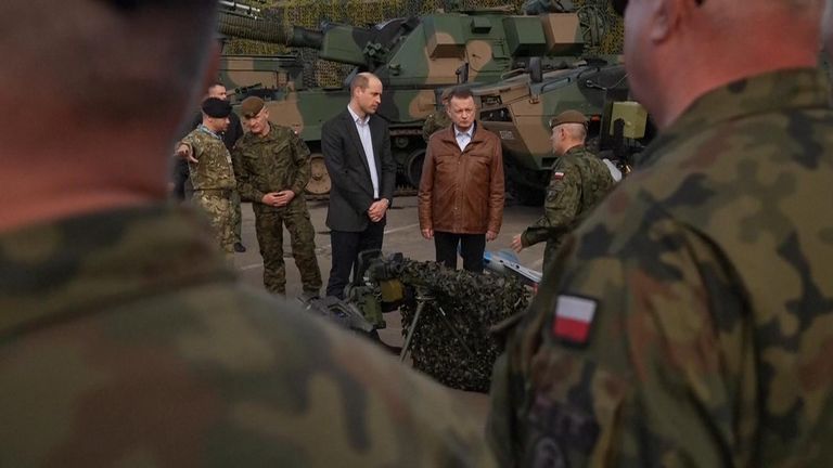 Prince William meets troops in Poland