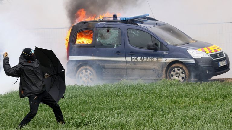 Protesters clash with French police over plans for irrigation reservoir