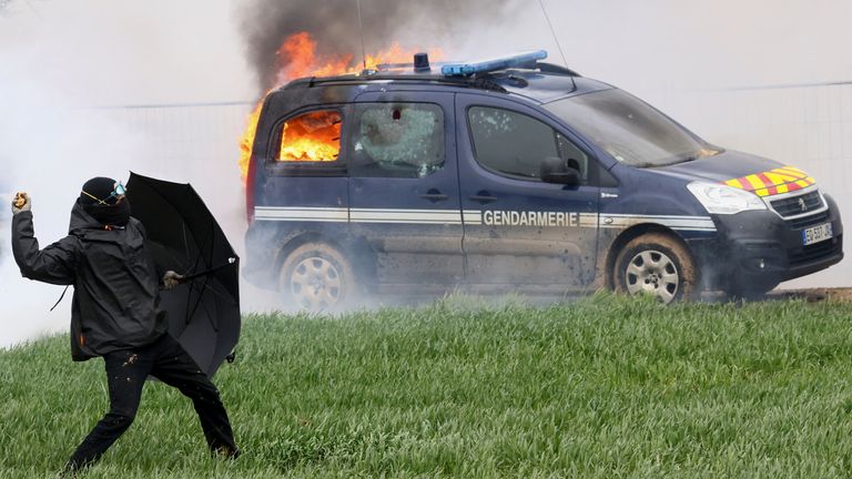 Protesters clash with French police over irrigation reservoir plans