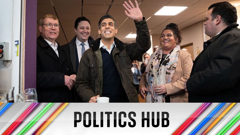 Prime Minister Rishi Sunak meets staff and local party members at Firthmoor Community Centre during a visit to Darlington, County Durham where he discussed local issues and how money announced in this year&#39;s budget would be spent on fixing the region&#39;s roads. Picture date: Friday March 31, 2023.

