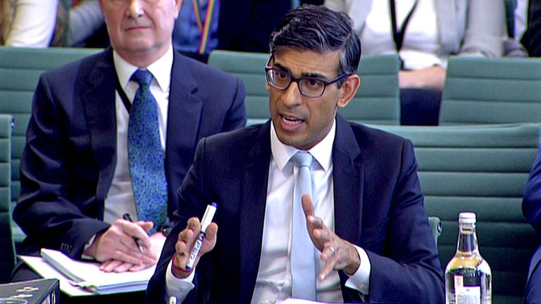 Rishi Sunka giving evidence to the Liaison Committee