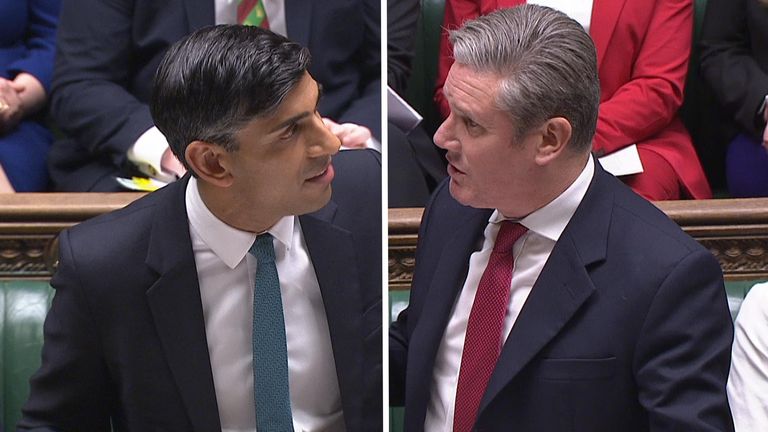 Rishi Sunak and Sir Keir Starmer clash at PMQs over government&#39;s proposed migrant legislation