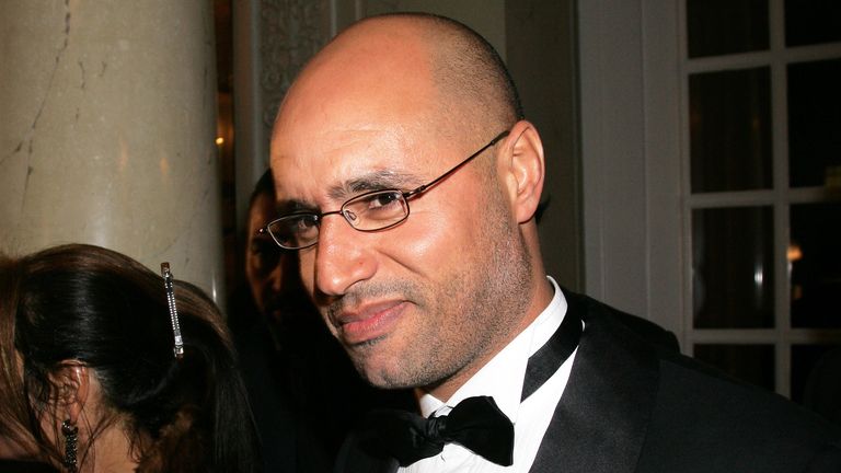 Saif al-Islam al-Gaddafi, son of Libyan leader Muammar al-Gaddafi, arrives for the charity gala &#39;Cinema for Peace&#39; in Berlin, Germany, 11 February 2008. The annual charity event takes place in the course of the 58th Berlinale. Photo by: Jens Kalaene/picture-alliance/dpa/AP Images


