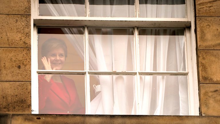 First Minister Nicola Sturgeon waves to members of the public outside Bute House in Edinburgh after she announced during a press conference that she will stand down as First Minister for Scotland after eight years. Picture date: Wednesday February 15, 2023.