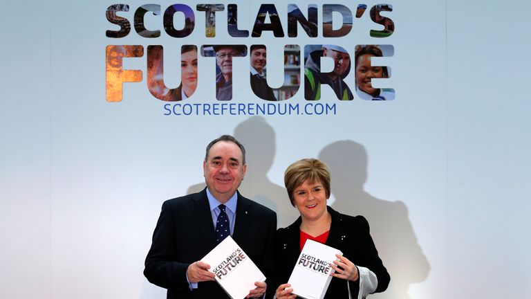 Scotland&#39;s First Minister Alex Salmond and Deputy First Minister Nicola Sturgeon hold copies of the White Paper after it was launched at the Science Centre in Glasgow. The Scottish Government has published its white paper on independence, outlining how it believes a Yes vote in next year&#39;s referendum could pave the way for a new era for the nation.