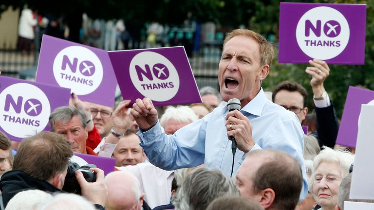 MP Jim Murphy, who was hit by an egg while campaigning last week, resumes his 100 Streets in 100 Days Better Together tour outside the Royal Scottish Academy in Edinburgh, as the Scottish independence referendum campaign continues.