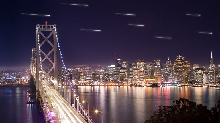 Artists impression project Sky Canvas producing shooting stars over parts of Japan.
