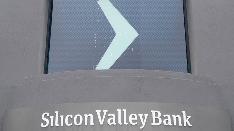 A Silicon Valley Bank sign is shown at the company&#39;s headquarters in Santa Clara, Calif., Friday, March 10, 2023.  The Federal Deposit Insurance Corporation is seizing the assets of Silicon Valley Bank, marking the largest bank failure since Washington Mutual during the height of the 2008 financial crisis. The FDIC ordered the closure of Silicon Valley Bank and immediately took position of all deposits at the bank Friday. (AP Photo/Jeff Chiu)